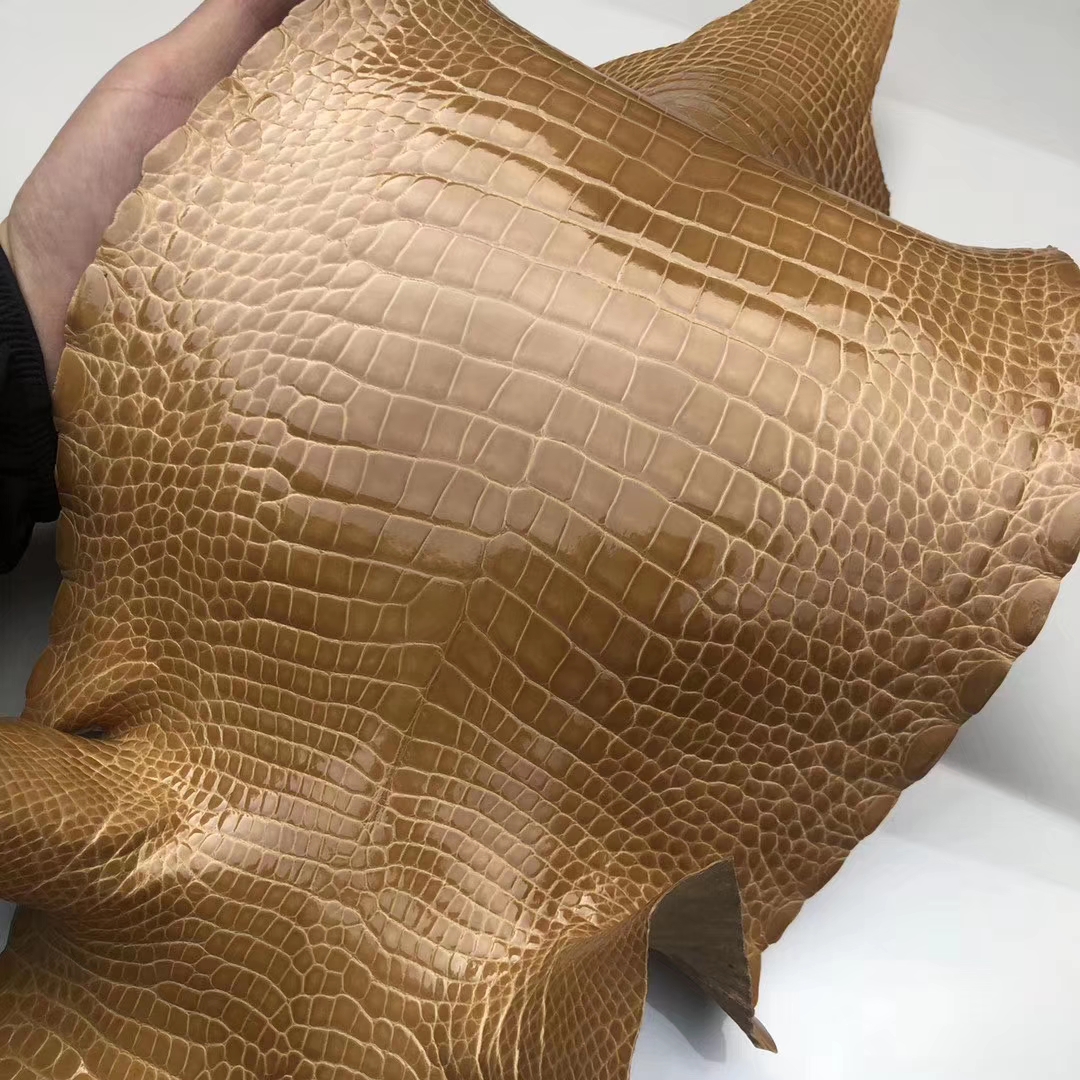 New Arrival Hermes 1C Apricot Alligator Shiny Crocodile Leather Constance Bags Customize