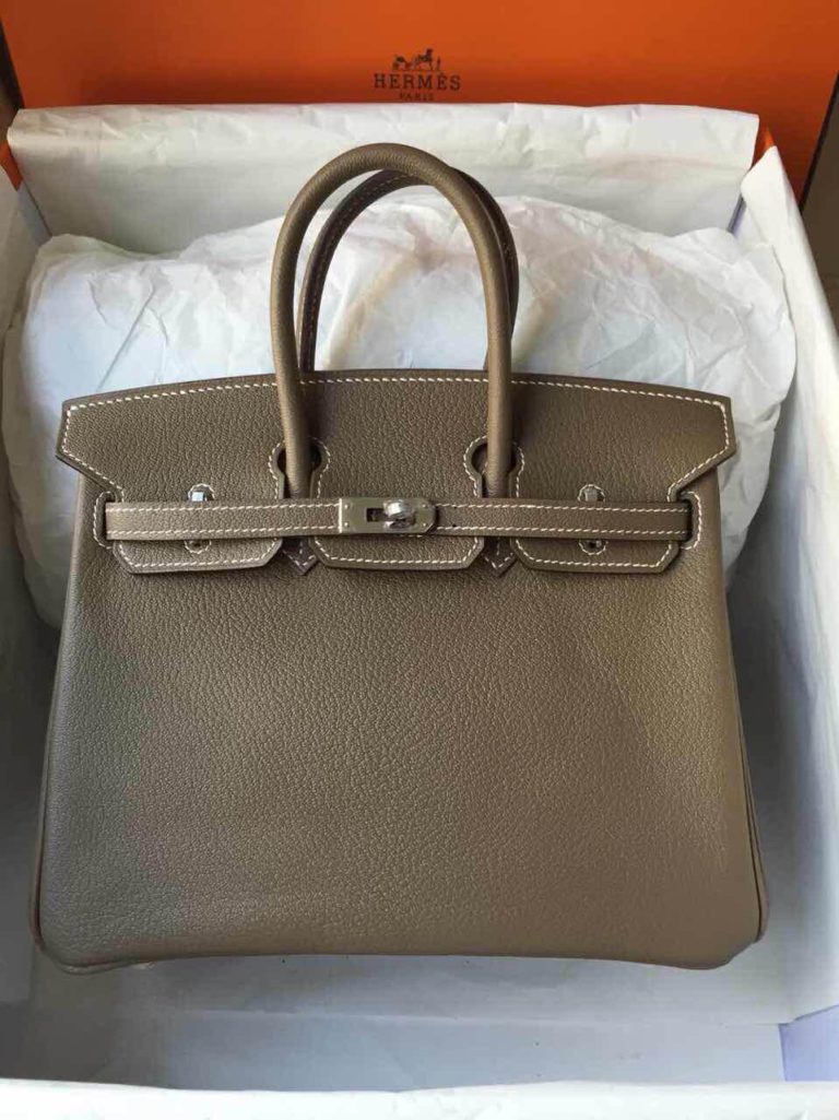 Etoupe Grey Chevre Leather Hermes Birkin Bag Womens Tote Bag  25cm