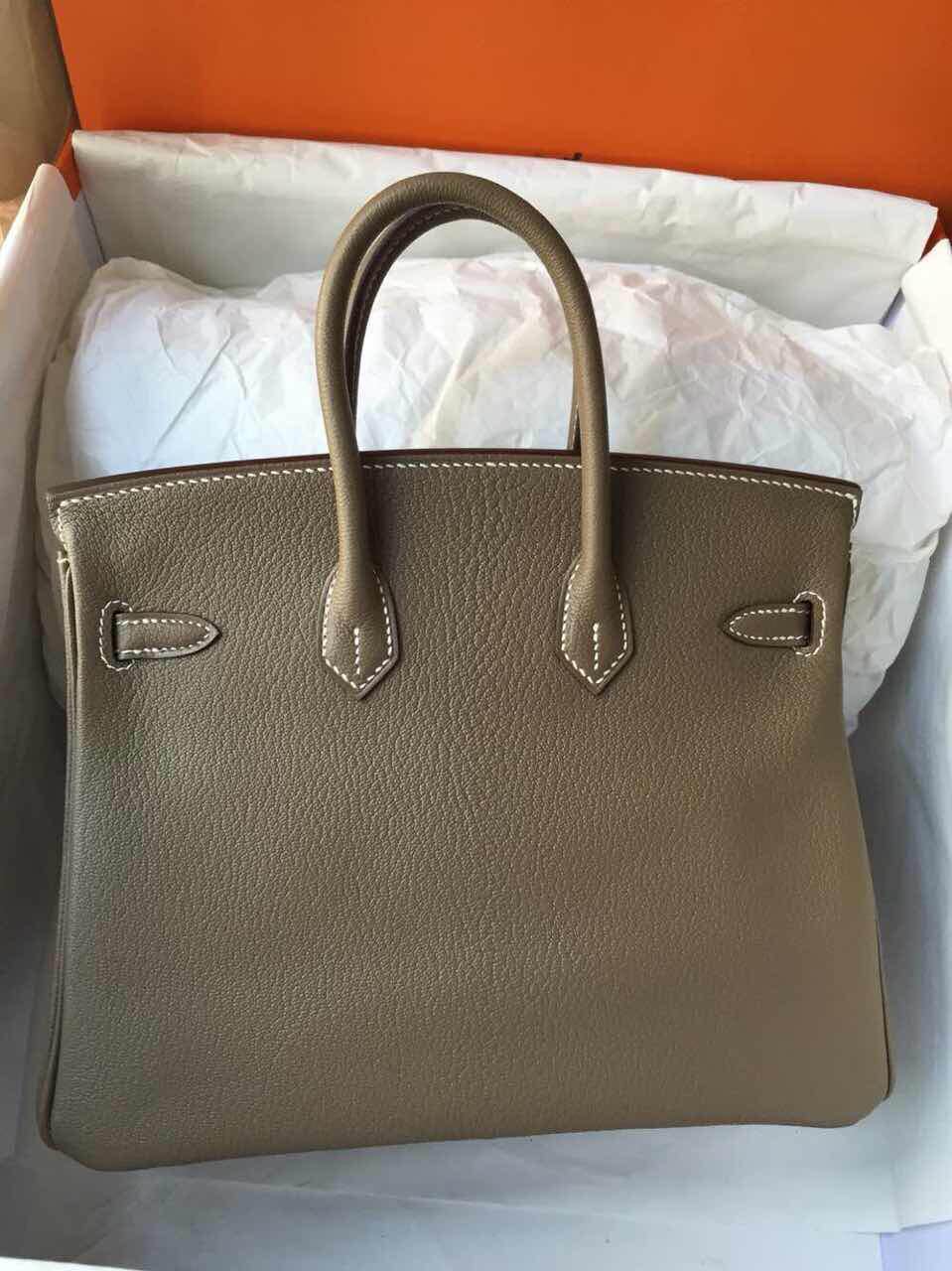 Wholesale Etoupe Grey Chevre Leather Hermes Birkin Bag Women&#8217;s Tote Bag 25cm