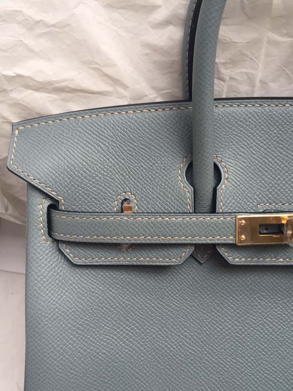 Sale Hermes Birkin25cm J7 Blue Lin Epsom Leather Women&#8217;s Tote Bag