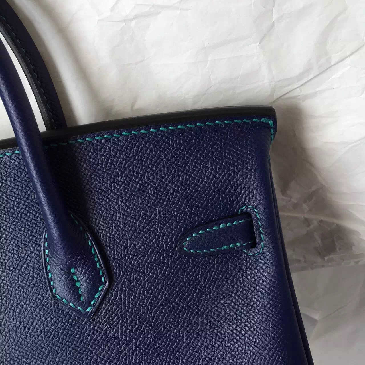 Wholesale Hermes Epsom Calfskin Leather Birkin Bag 25CM in 7K Blue Saphir/7F Lagon Color