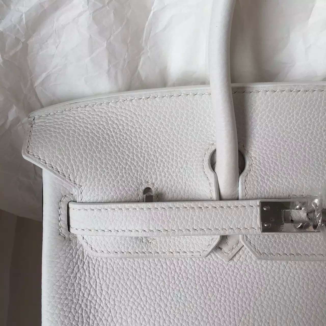 Luxury Hermes Birkin Bag White &#038; Black Two-tone Color Togo Leather Women&#8217;s Tote Bag 25CM