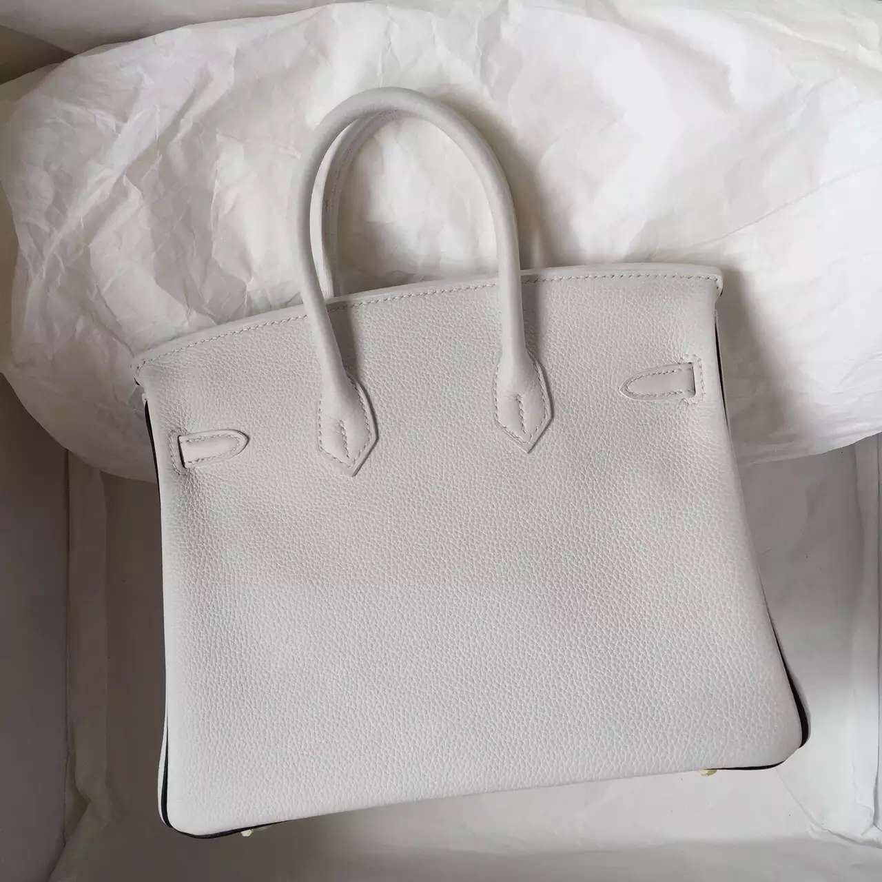 Luxury Hermes Birkin Bag White &#038; Black Two-tone Color Togo Leather Women&#8217;s Tote Bag 25CM