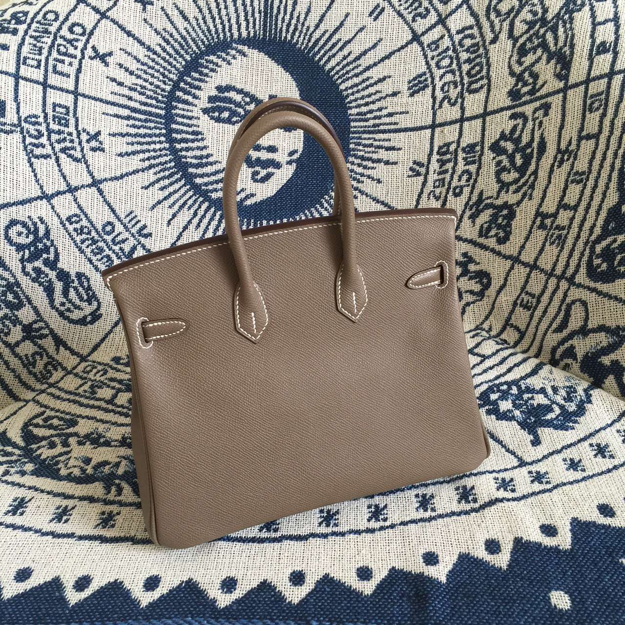 Hand Stitching Hermes C18 Etoupe Grey Epsom Leather Birkin 25CM Ladies&#8217; Handbag