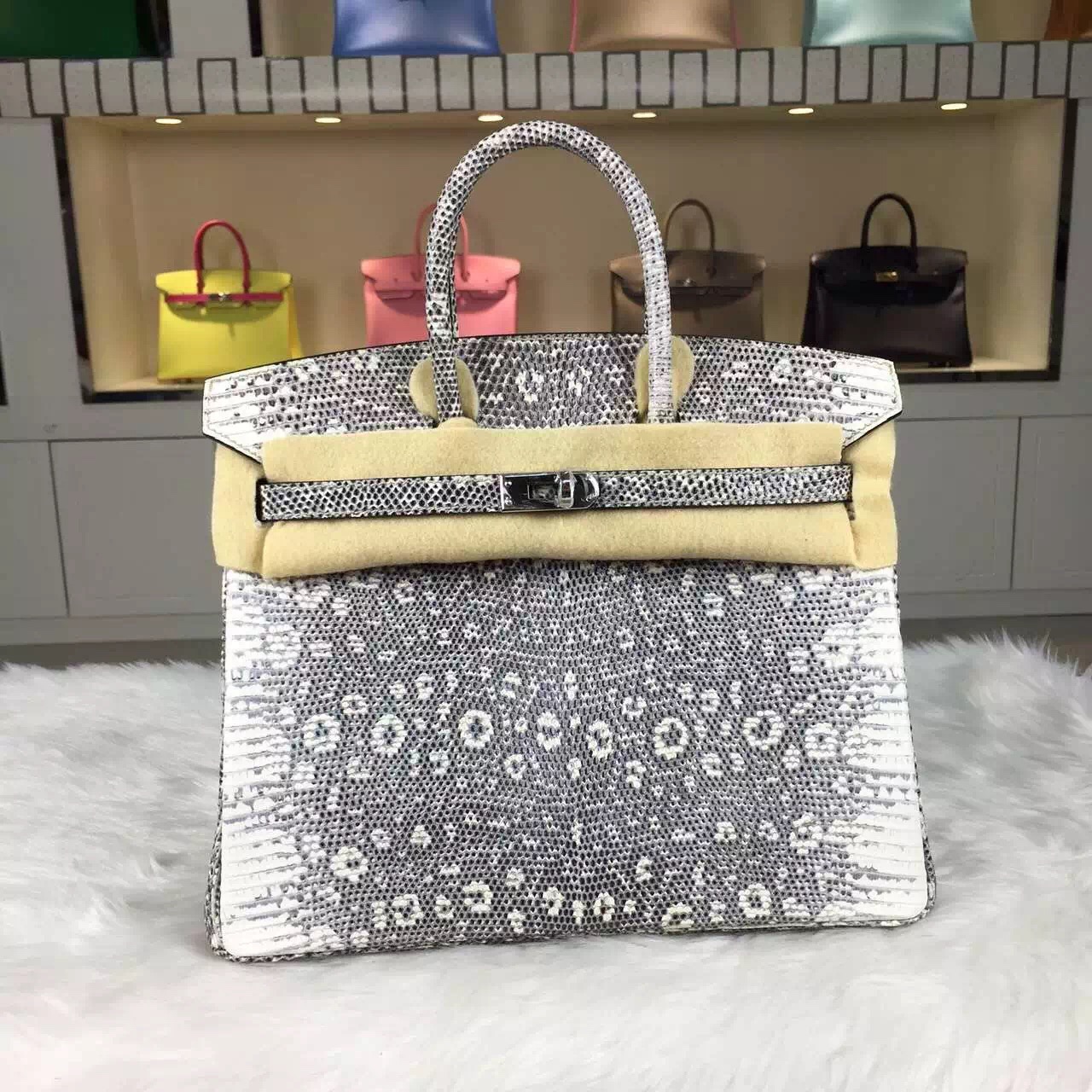 Online Shopping Hermes Original Color Lizard Skin Birkin Bag 25cm Silver Hardware