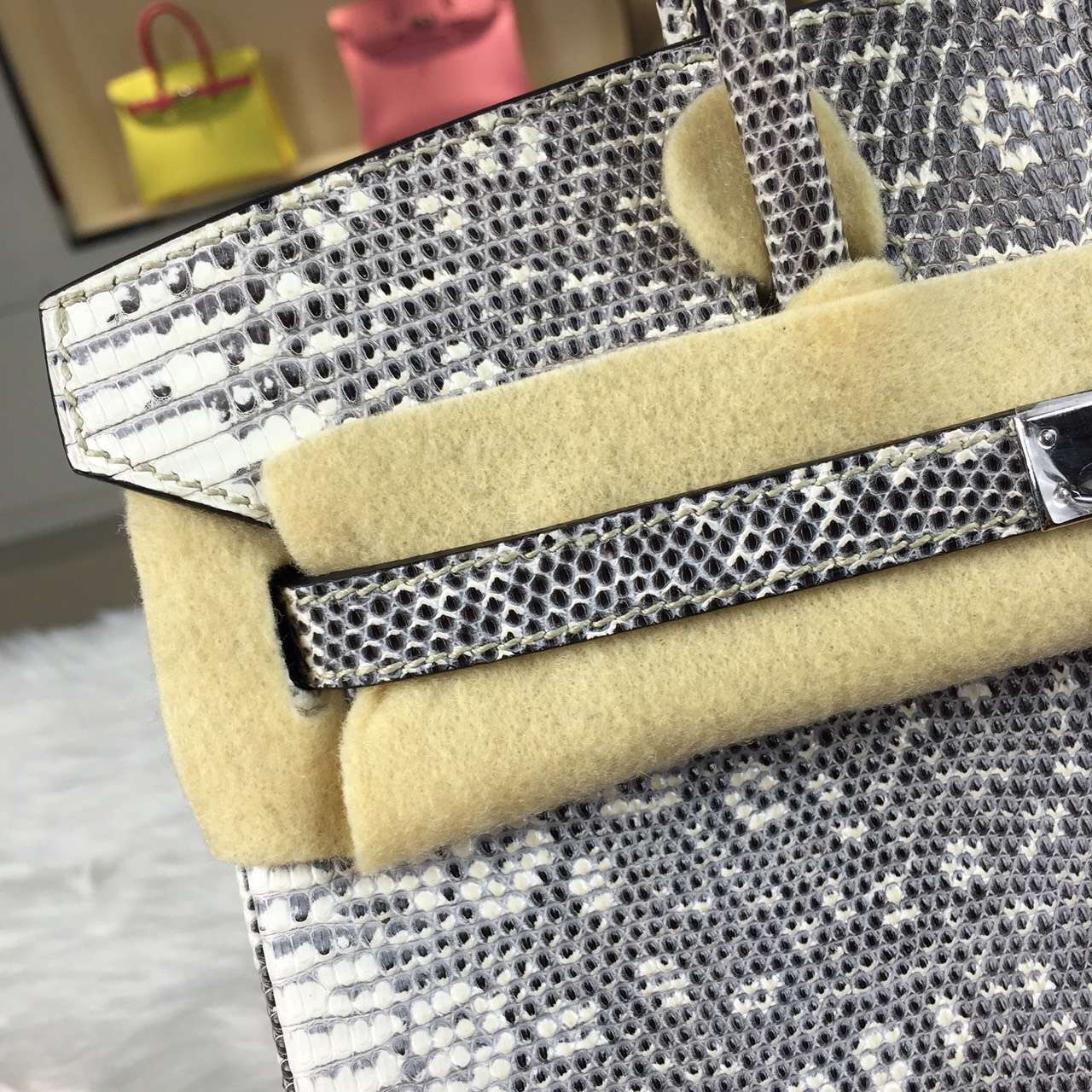 Online Shopping Hermes Original Color Lizard Skin Birkin Bag 25cm Silver Hardware