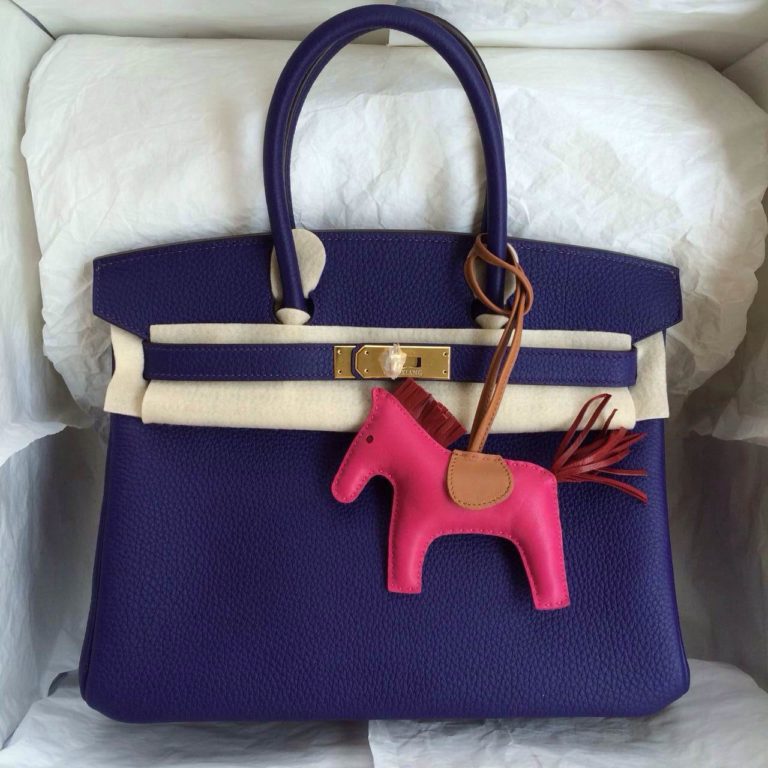 9K Iris Purple Hermes Birkin Handbags  30cm France Togo Leather