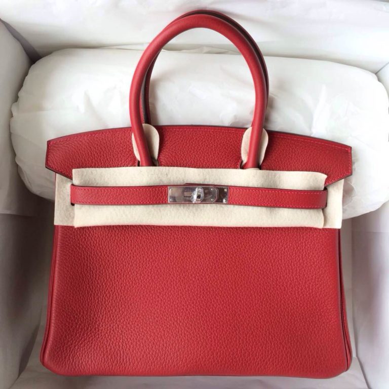 Q5 Candy Red Togo Leather Hermes Birkin 30 Gold/Silver Hardware