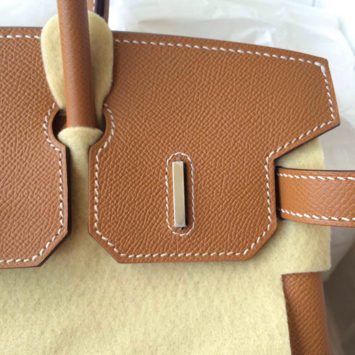 High Quality Hand Stitching Birkin30cm C37 Light Coffee Epsom Leather