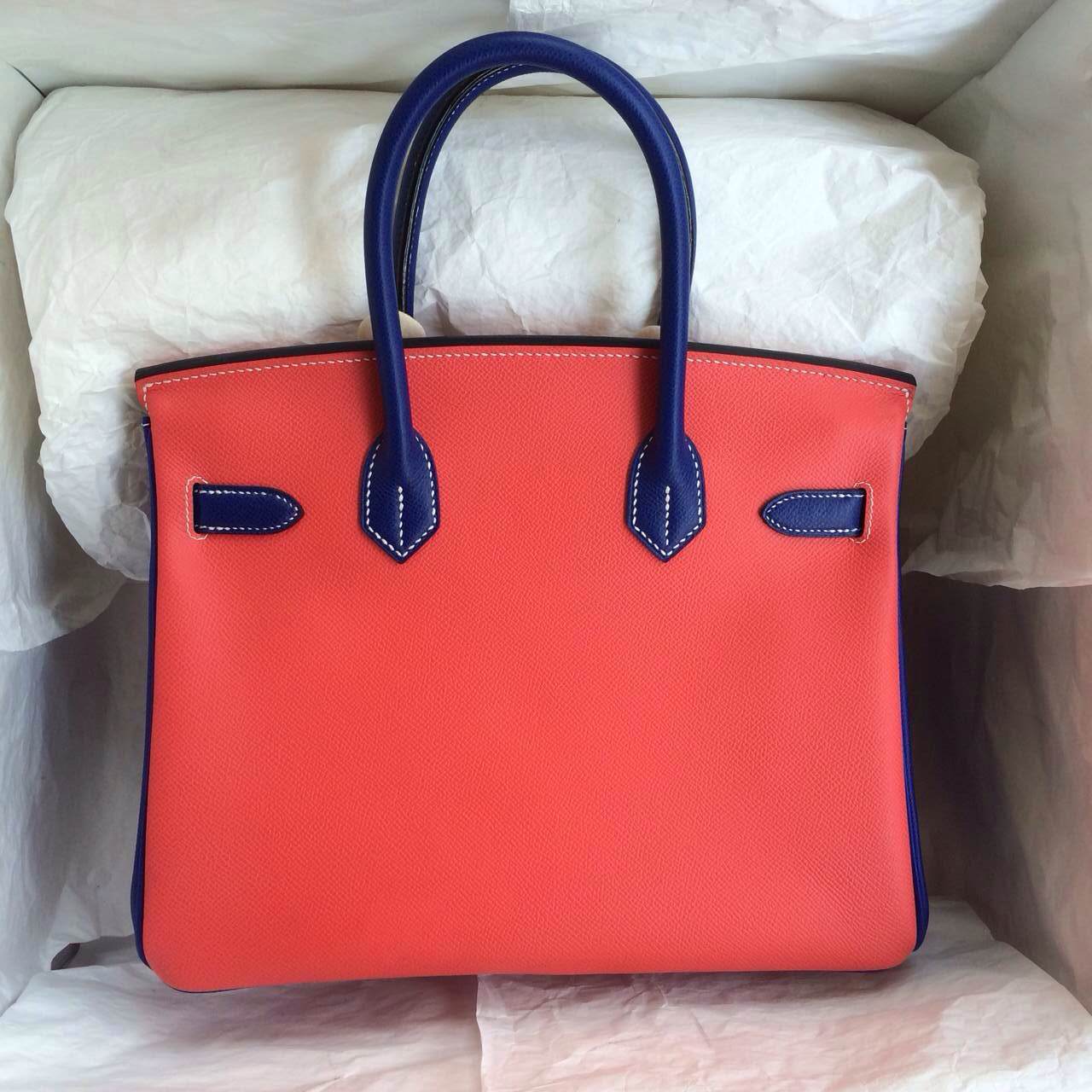 Hermes Birkin Bag 5P Pink/7T Blue Electric/T5 Rose Jaipur Epsom Leather