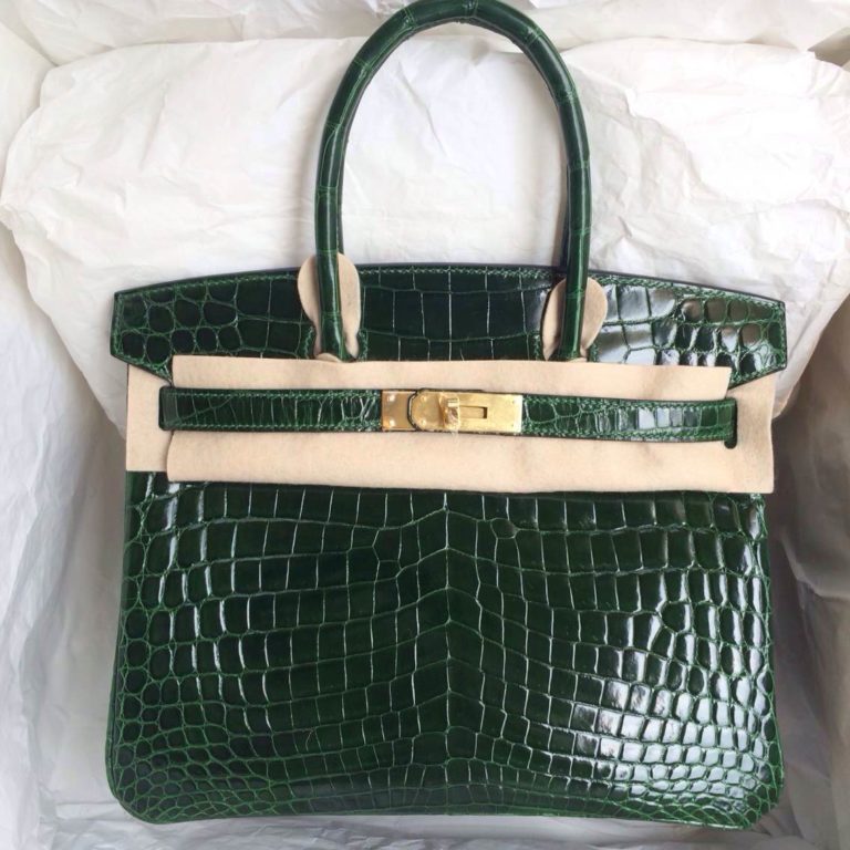 Hermes Birkin Bag 30cm Emerald Green Porosus Crocodile Skin Wholesale