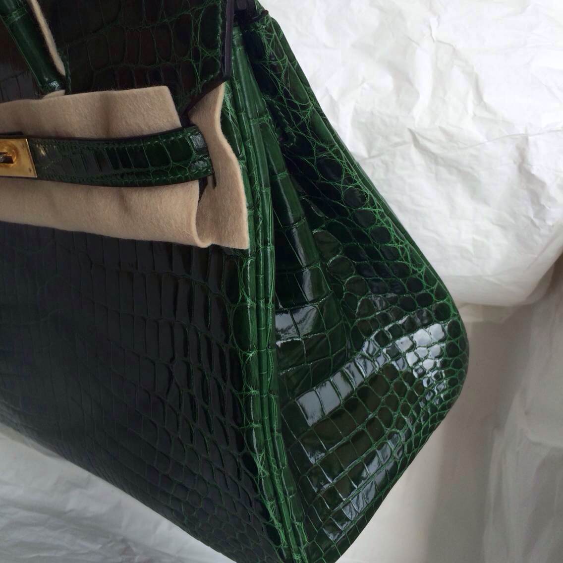 Fashion Hermes Birkin Bag30cm Emerald Green Porosus Crocodile Skin Wholesale