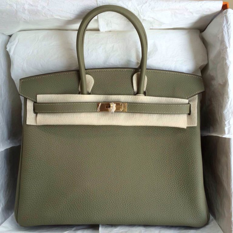 Hand Stitching Hermes Birkin Bags  35cm France Togo Leather CK64 Celadon Color