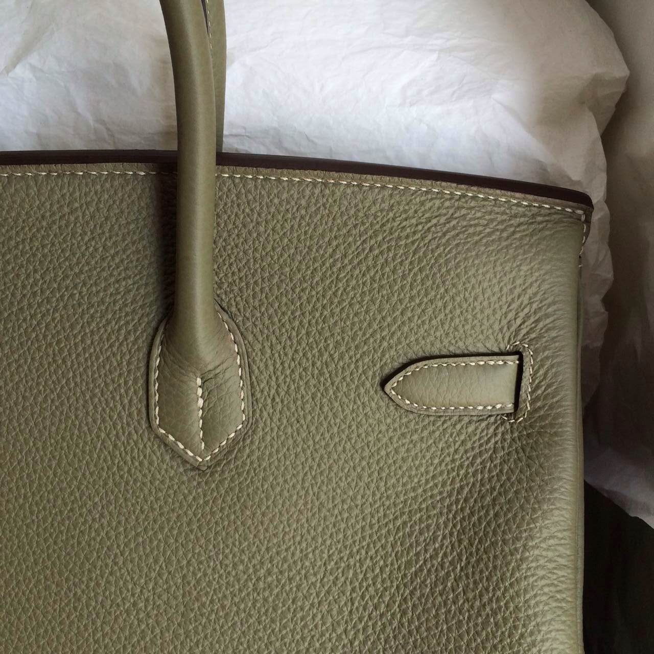 Hand Stitching Hermes Birkin Bags 35cm France Togo Leather CK64 Celadon Color