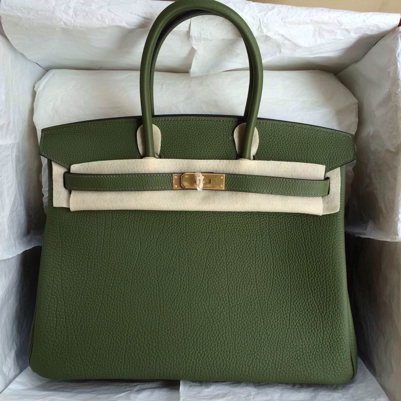 High Quality Hermes Birkin35 France Togo Leather V6 Forest Green