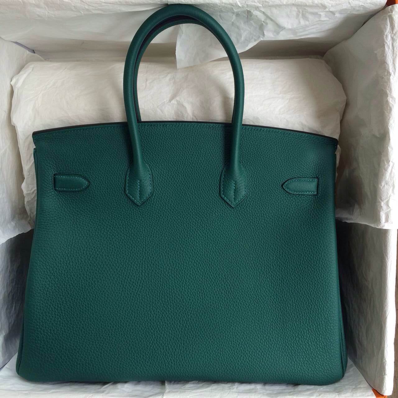 35cm Hermes Birkin Bag Togo Leather Z6 Malachite Color Gold/Silver Hardware