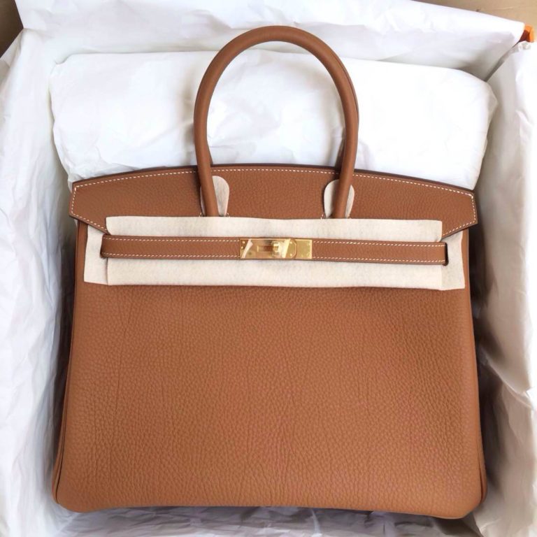 Hand Stitching Hermes Birkin 35 Bag C37 Light Coffee France Togo Leather