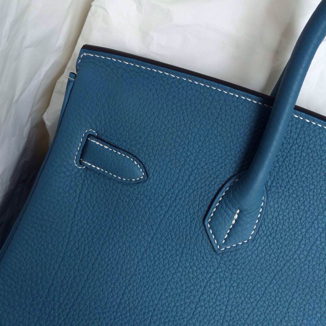 73 Blue Jean France Togo Leather Birkin Bag Hand Stitching 35cm