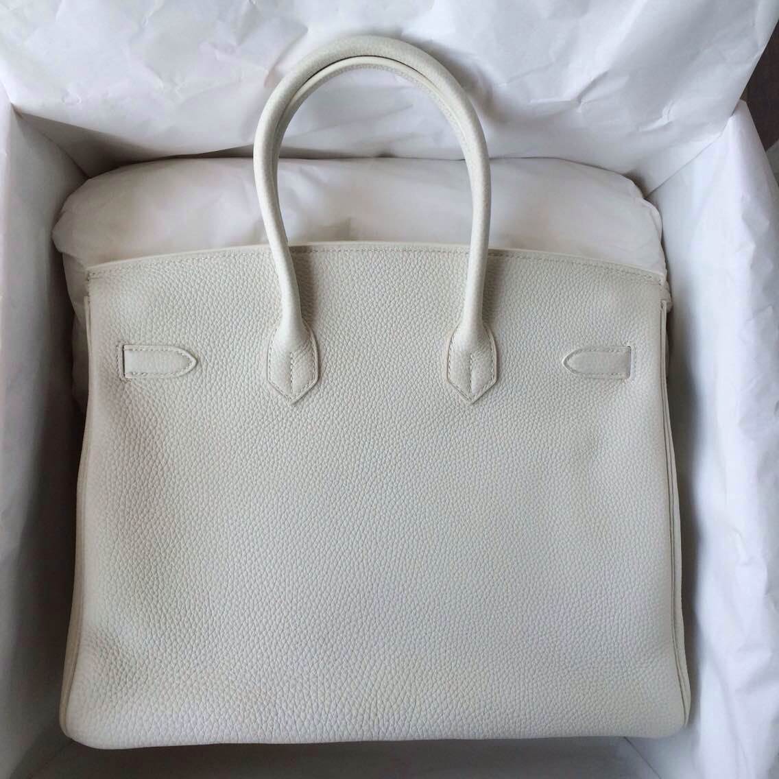 Hand Stitching Birkin35cm White Color France Togo Leather Gold Hardware