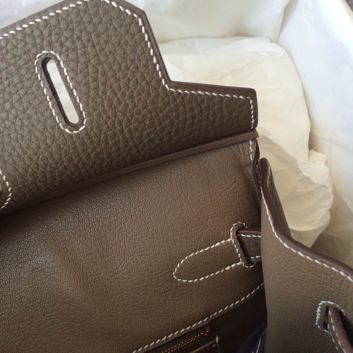 C18 Etoupe Grey France Togo Leather Birkin Bag 35cm Hand Stitching
