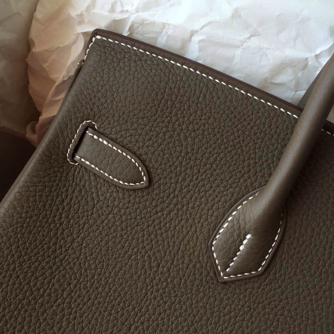 C18 Etoupe Grey France Togo Leather Birkin Bag 35cm Hand Stitching