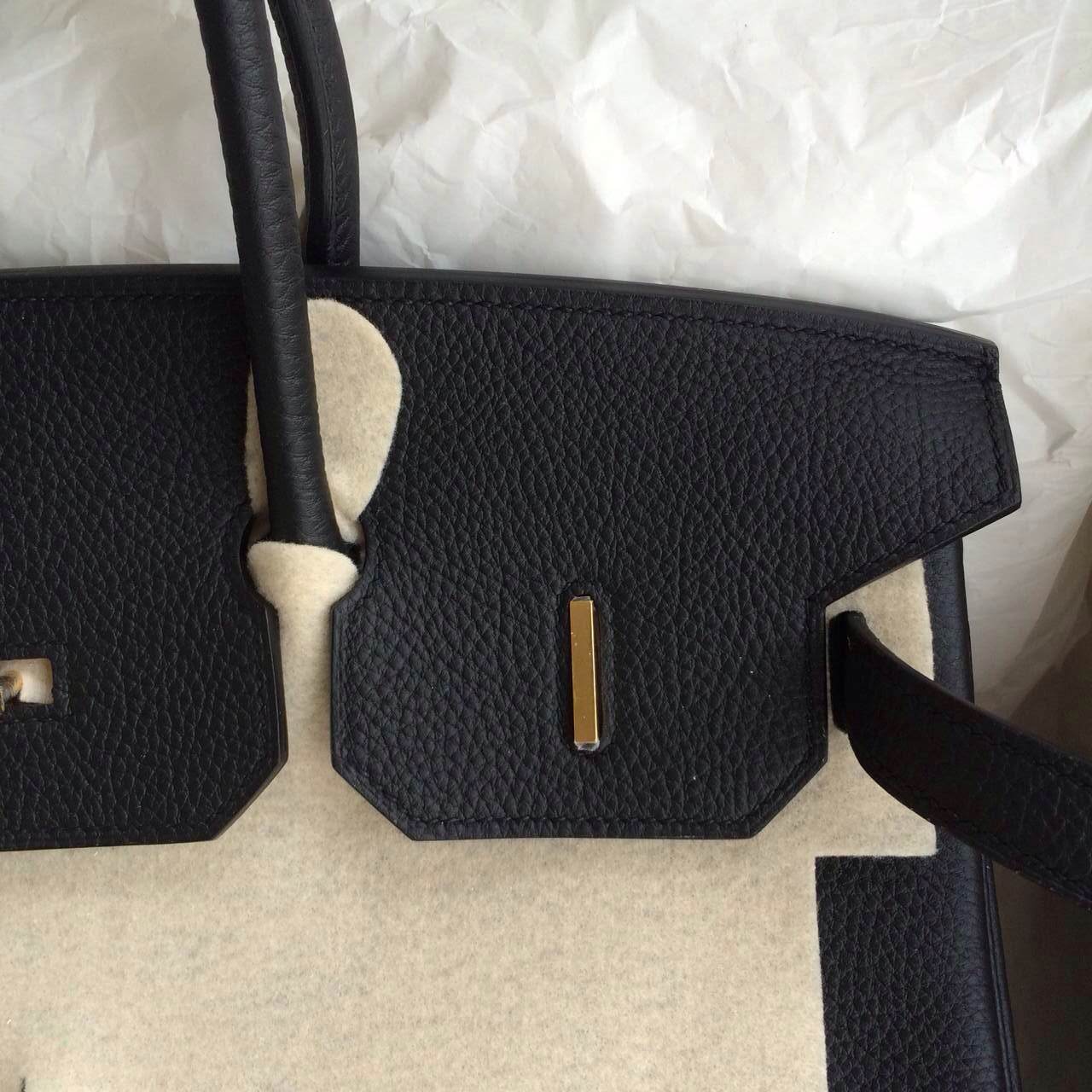 Hot Sale Hermes Birkin Bag 35cm Black/inner E5 Rose Tyrien Togo Leather