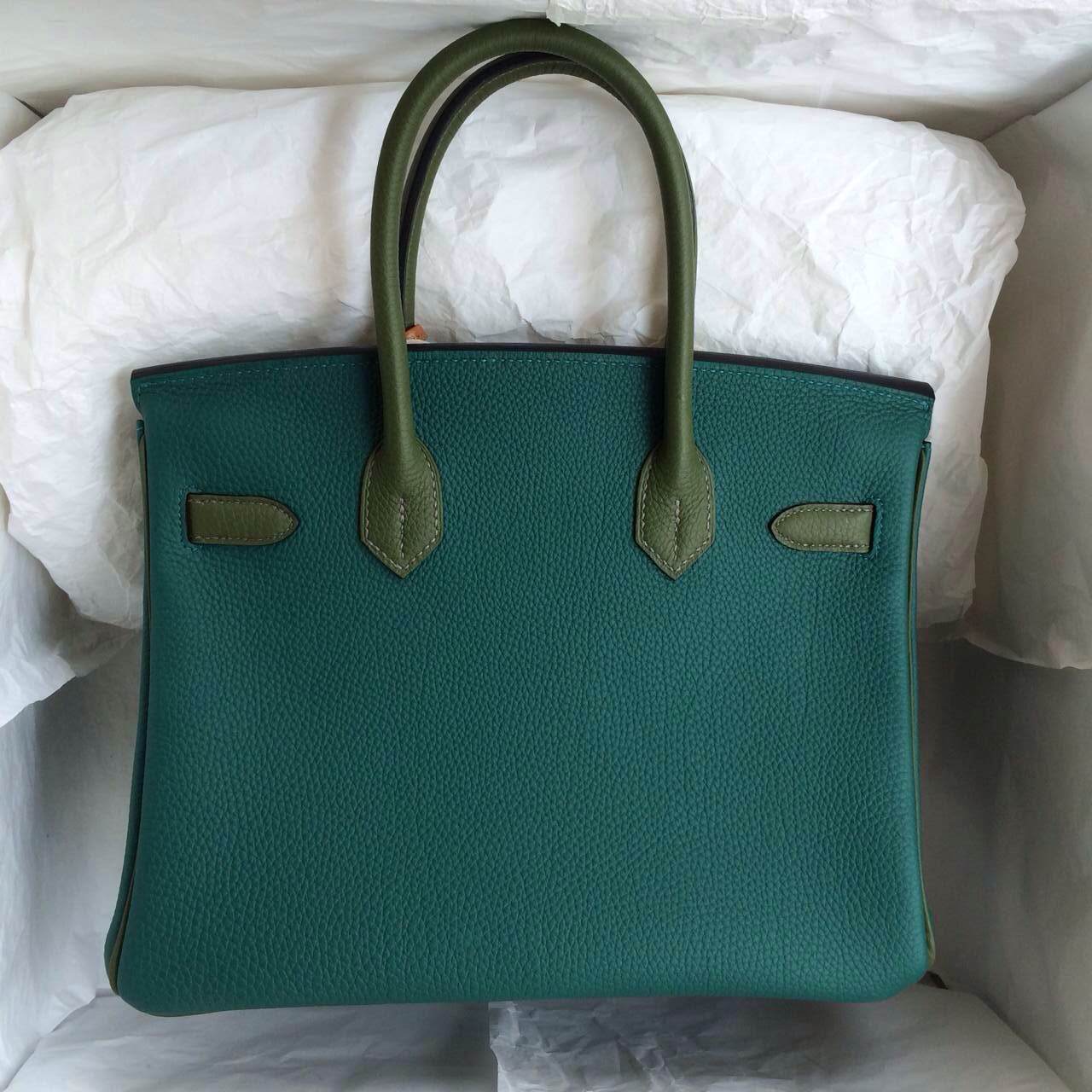 High Quality 35cm Hermes Birkin Bag Z6 Malachite/V6 Canopee Togo Leather