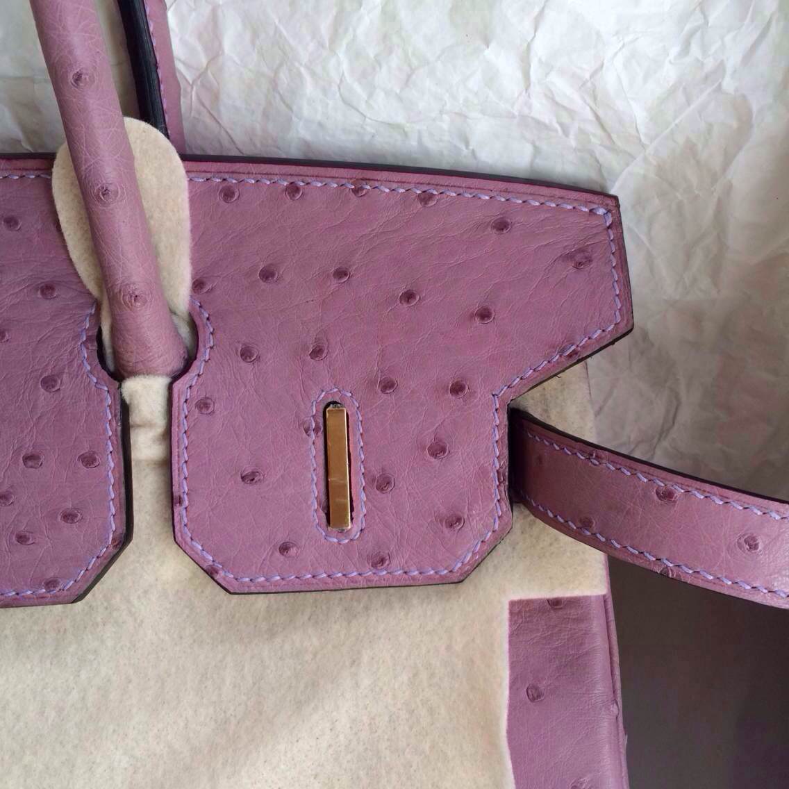 Beautiful Violet Ostrich Leather Birkin Bag 35cm Silver Hardware