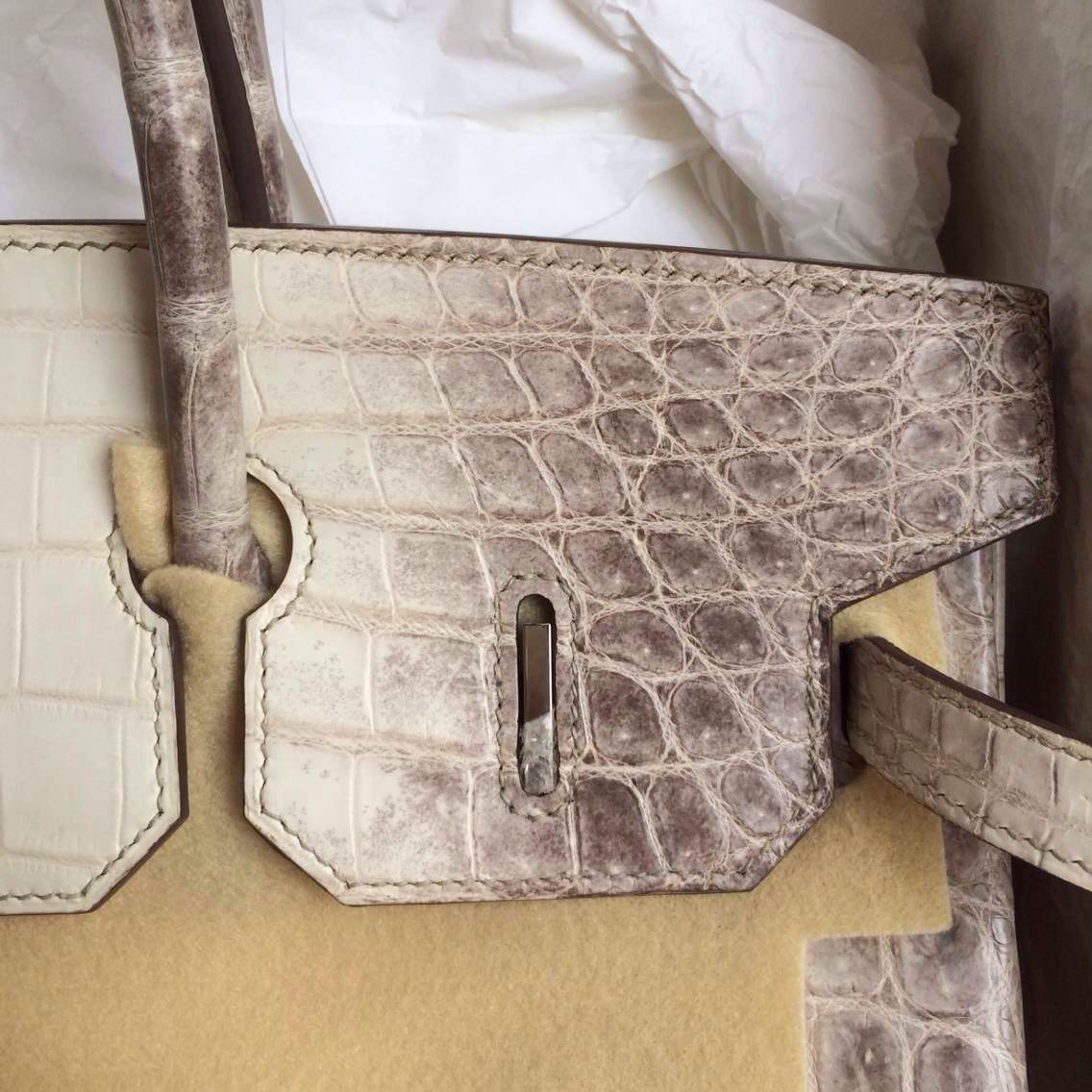 High Quality Himalaya White Color Crocodile Skin Hermes Birkin Bag 35cm