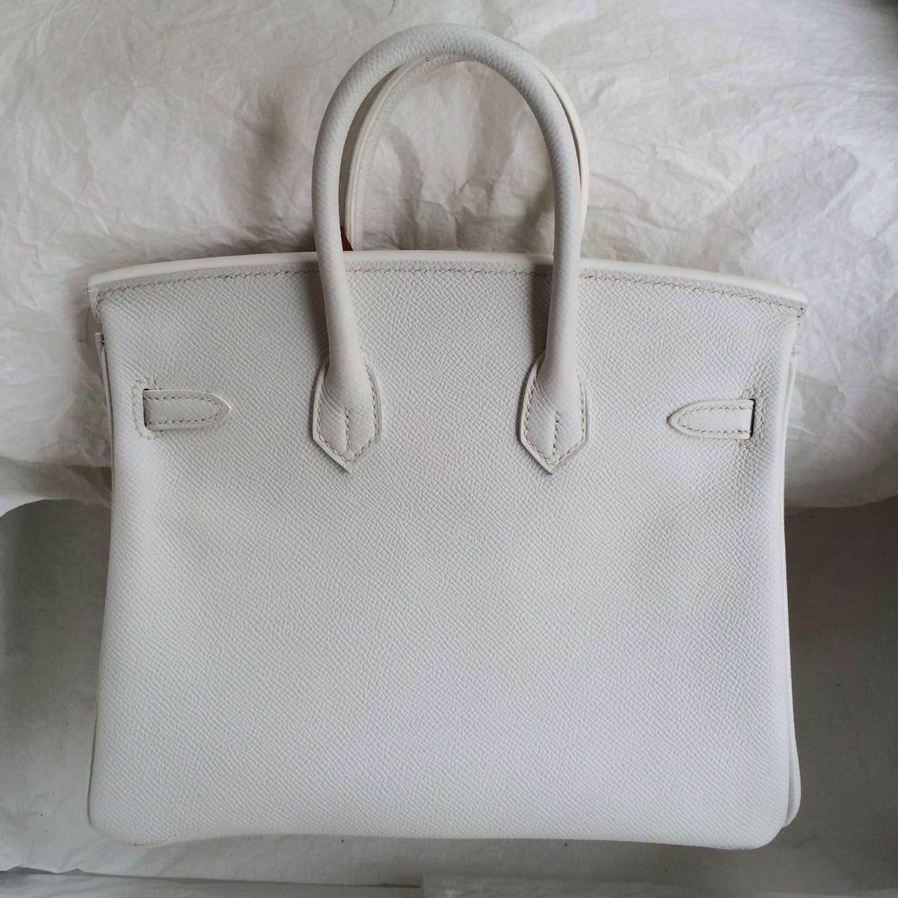 Hand Stitching 35cm Birkin Bag White/K5 Tosca France Epsom leather Wholesale
