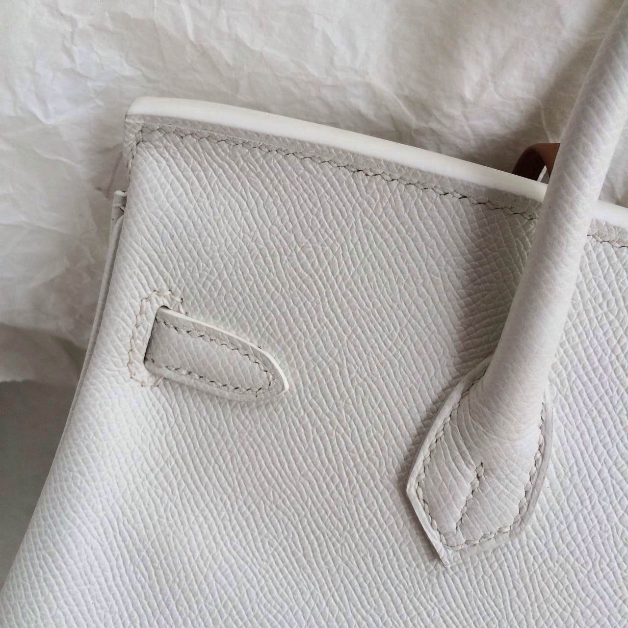 Hand Stitching 35cm Birkin Bag White/K5 Tosca France Epsom leather Wholesale