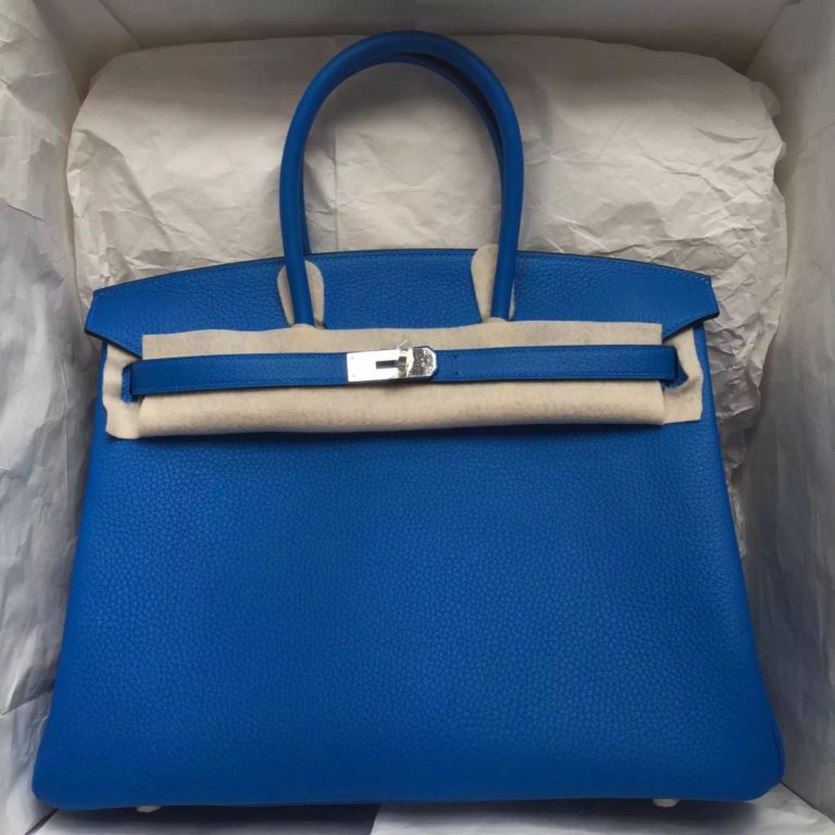 Blue Hydra France Togo Leather Hermes Birkin Bag  35cm