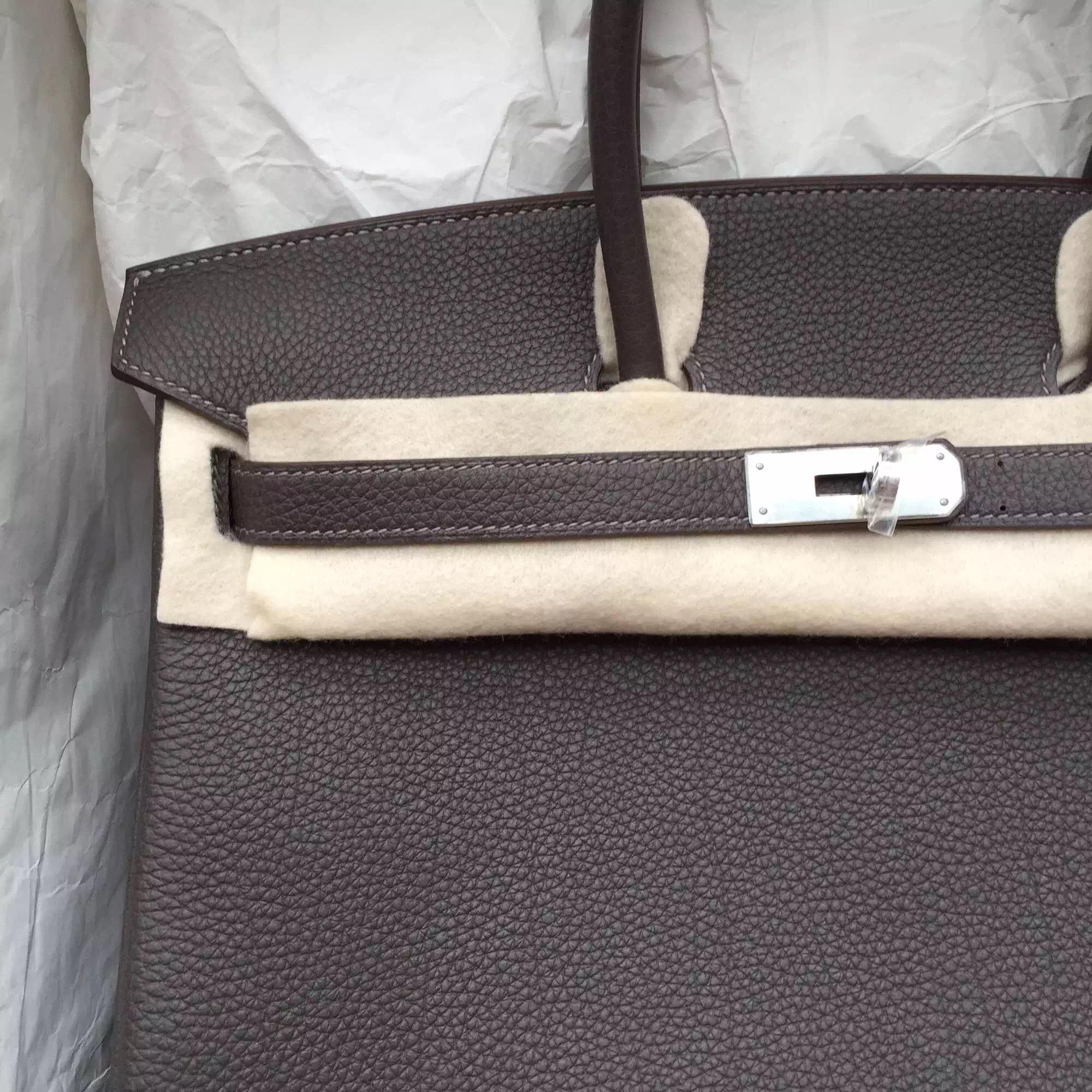 Pencil Grey Togo Leather Hermes Birkin35 Silver Hardware Fashion Tote Bag