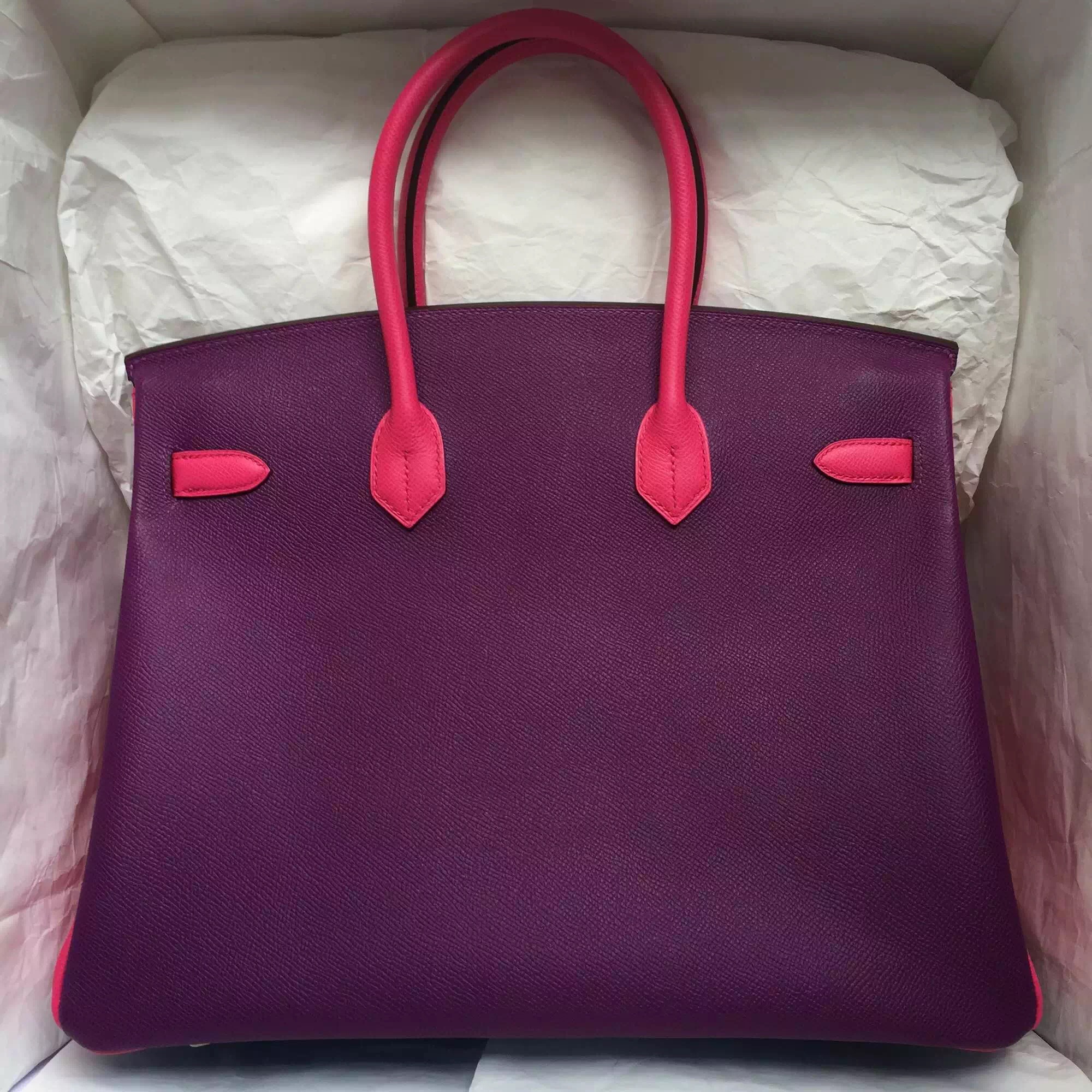 Hermes Birkin35cm 2T Blue Paradise/P9 Anemone/E5 Candy Pink Epsom Leather Tote Bag
