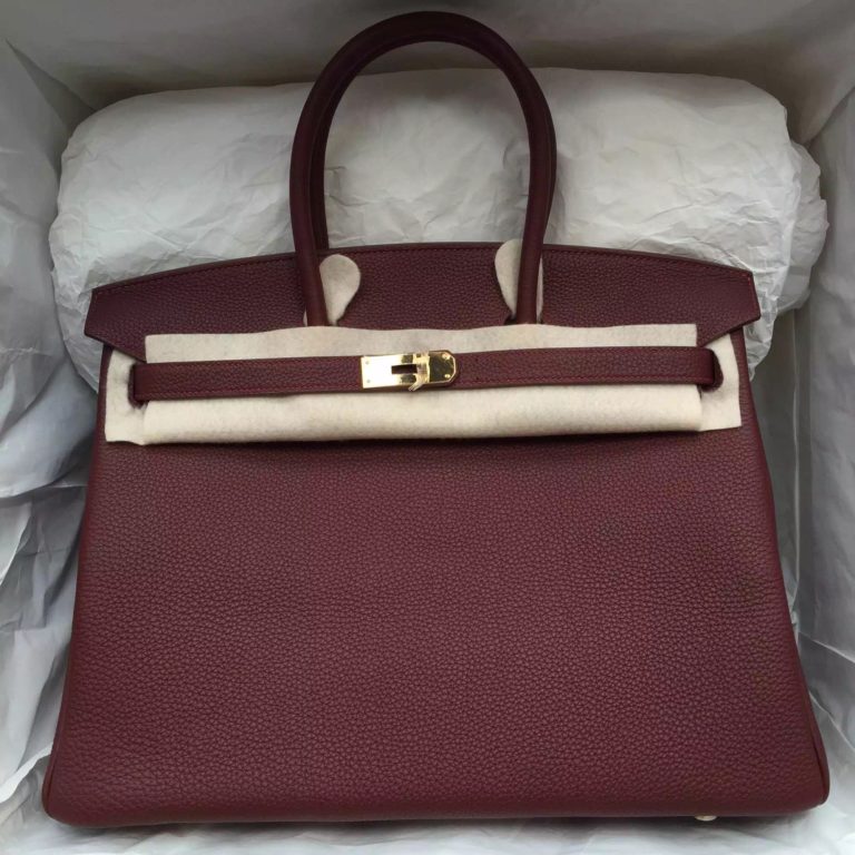Hermes Birkin Bag  35CM B5 Ruby Red Togo Leather Womens Tote Bag Gold Hardware