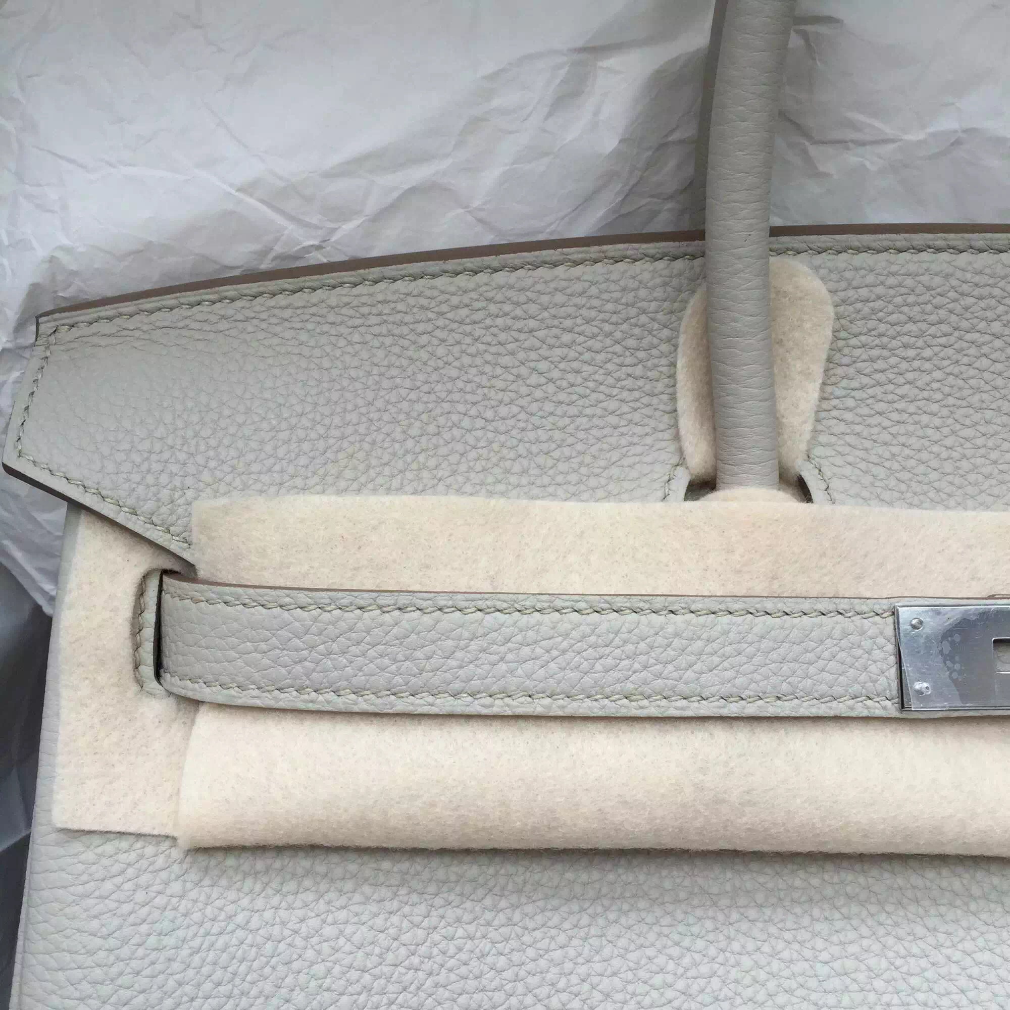 Cheap Hermes Birkin 35CM Pearl Grey Togo Leather Silver Hardware Women&#8217;s Handbag