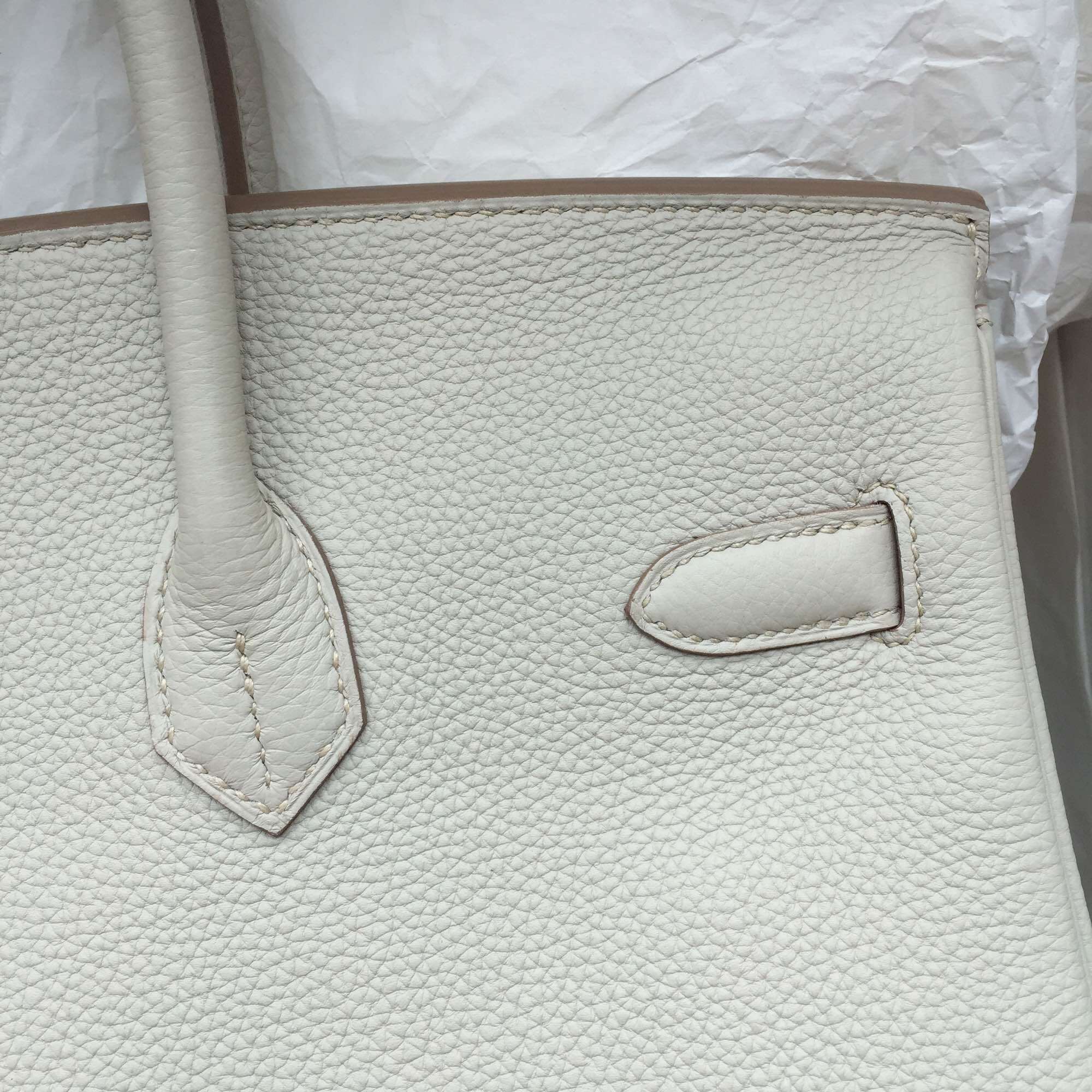 Cheap Hermes Birkin 35CM Pearl Grey Togo Leather Silver Hardware Women&#8217;s Handbag