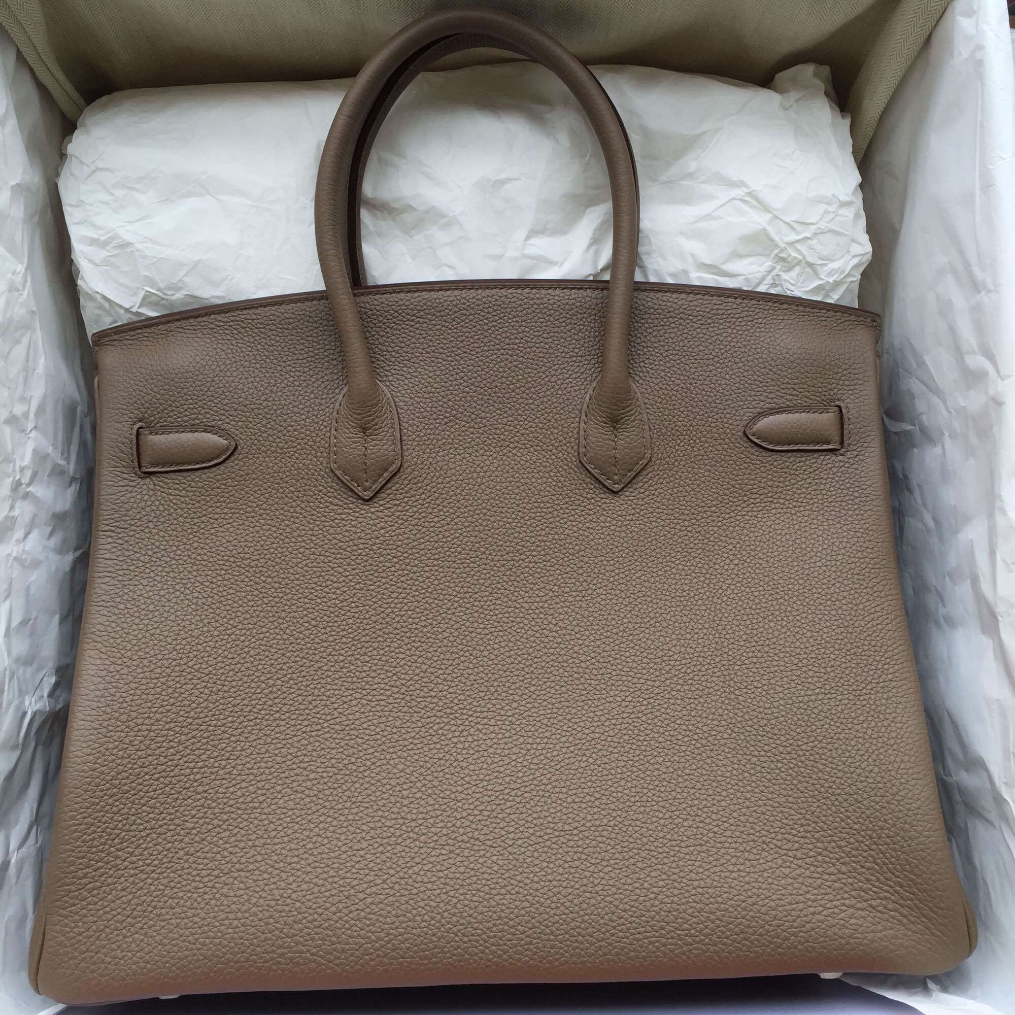 Cheap C18 Etoupe Grey Togo Leather Hermes Birkin Bag Women&#8217;s Handbag 35CM