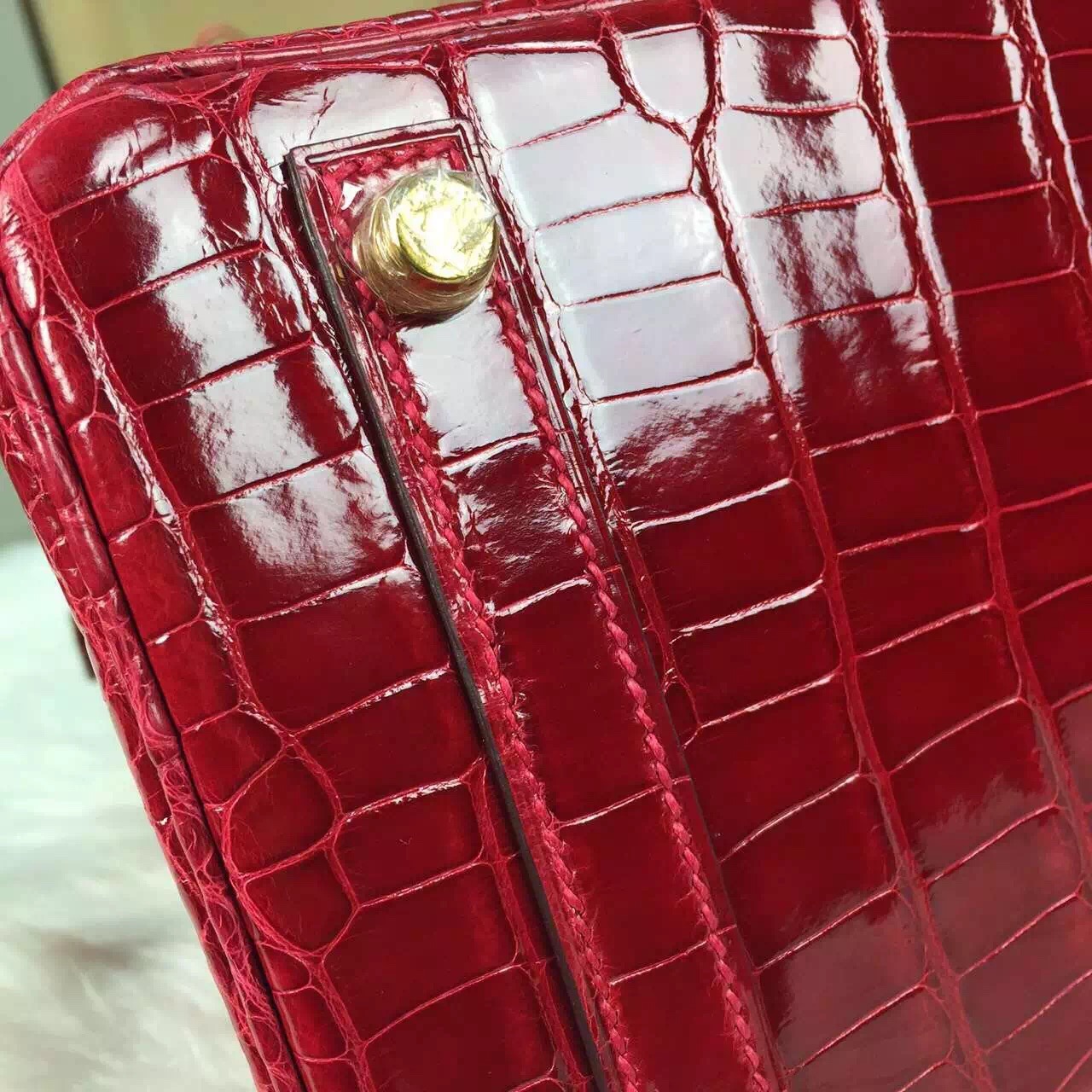 High Quality Hermes HCP Crocodile Skin Leather Birkin Bag25cm in Chinese Red