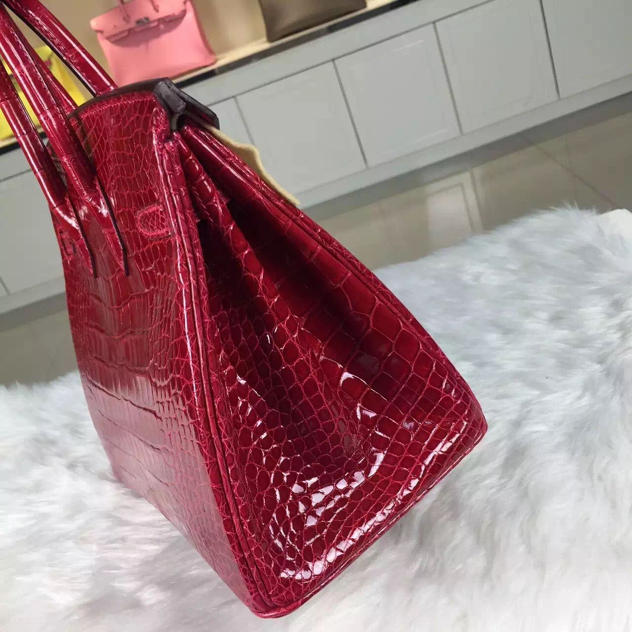 High Quality Hermes HCP Crocodile Skin Leather Birkin Bag25cm in Chinese Red