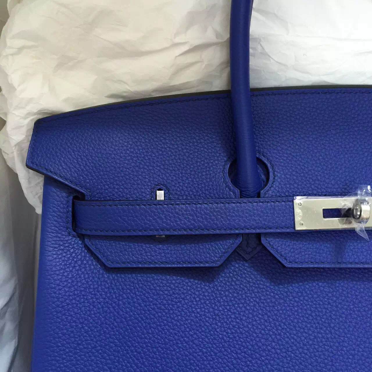 Discount Hermes Togo Leather Birkin Bag in 7T Blue Electric Silver &#038; Gold Hardware 35CM