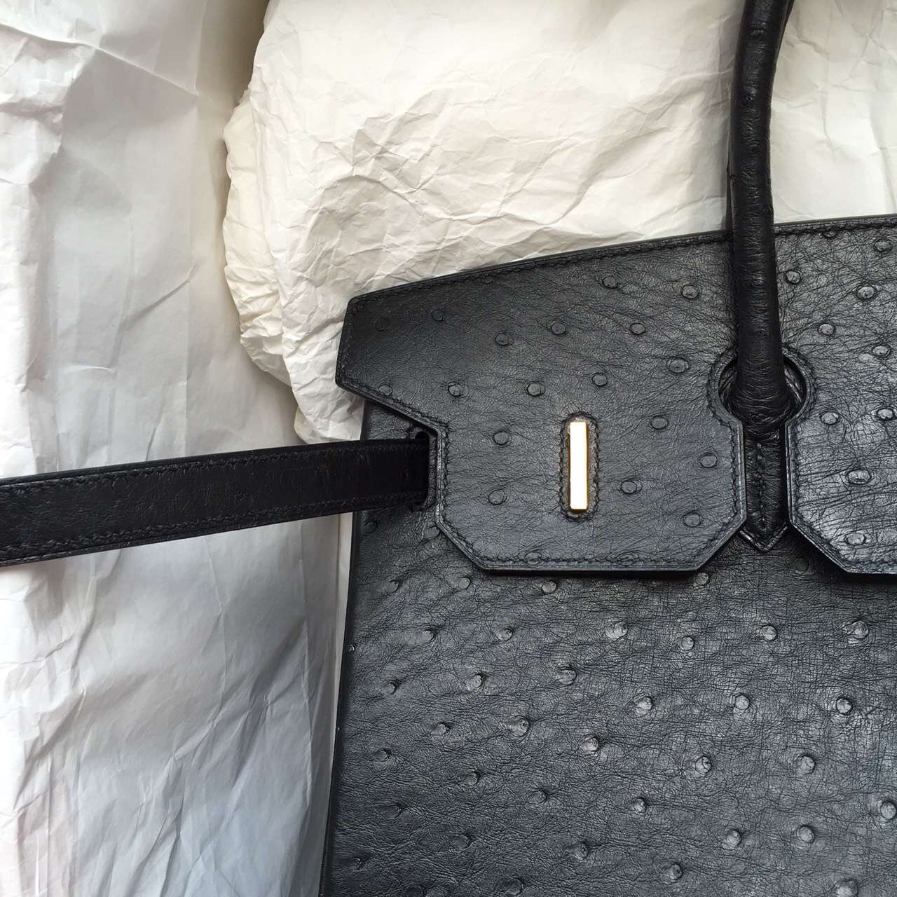 Online Store Hermes Black Ostrich Leather Birkin Bag 35CM Gold Hardware