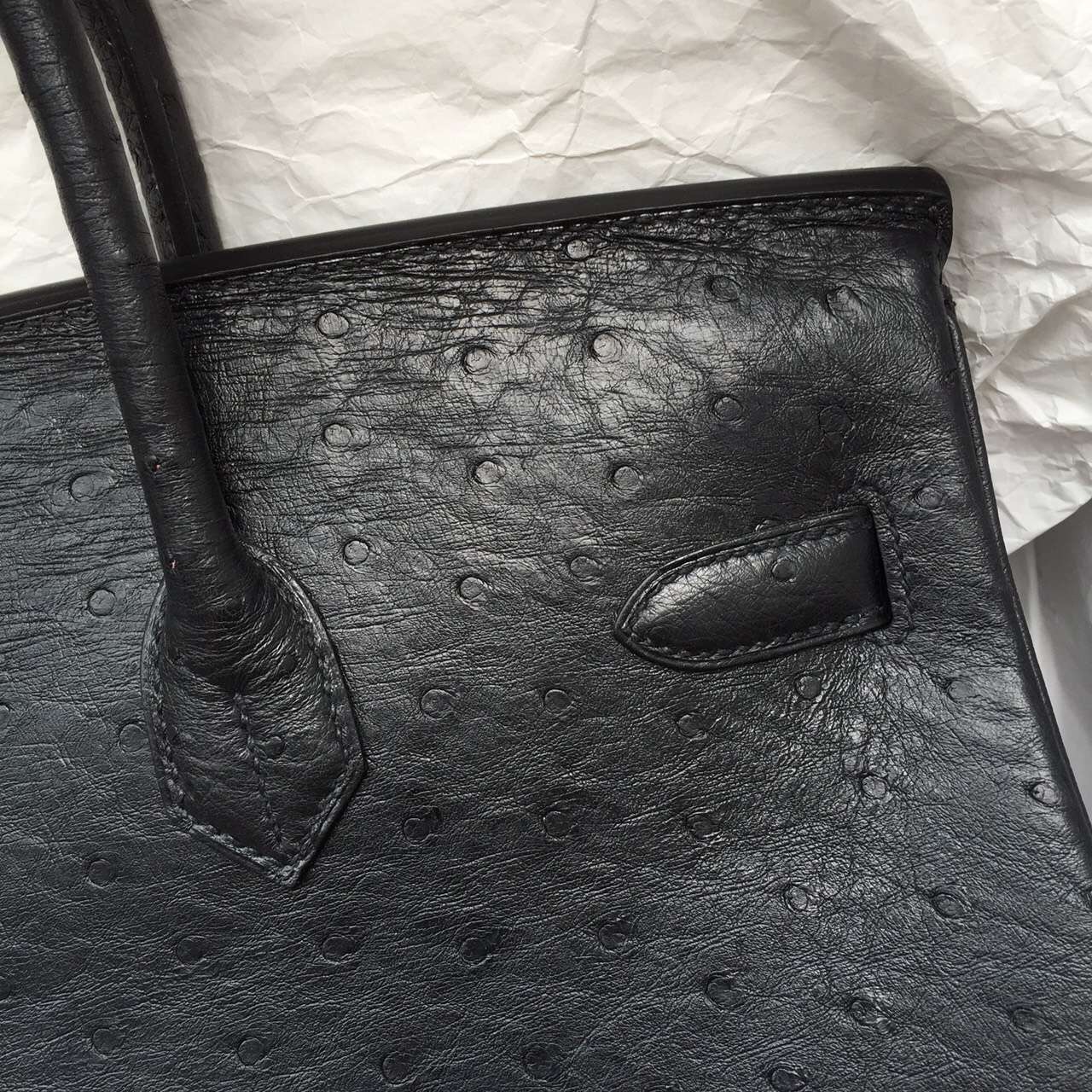 Online Store Hermes Black Ostrich Leather Birkin Bag 35CM Gold Hardware