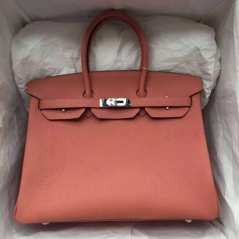 Hermes 3L Rose Tea Togo Calfskin Leather Birkin Bag  35CM Ladies Handbag