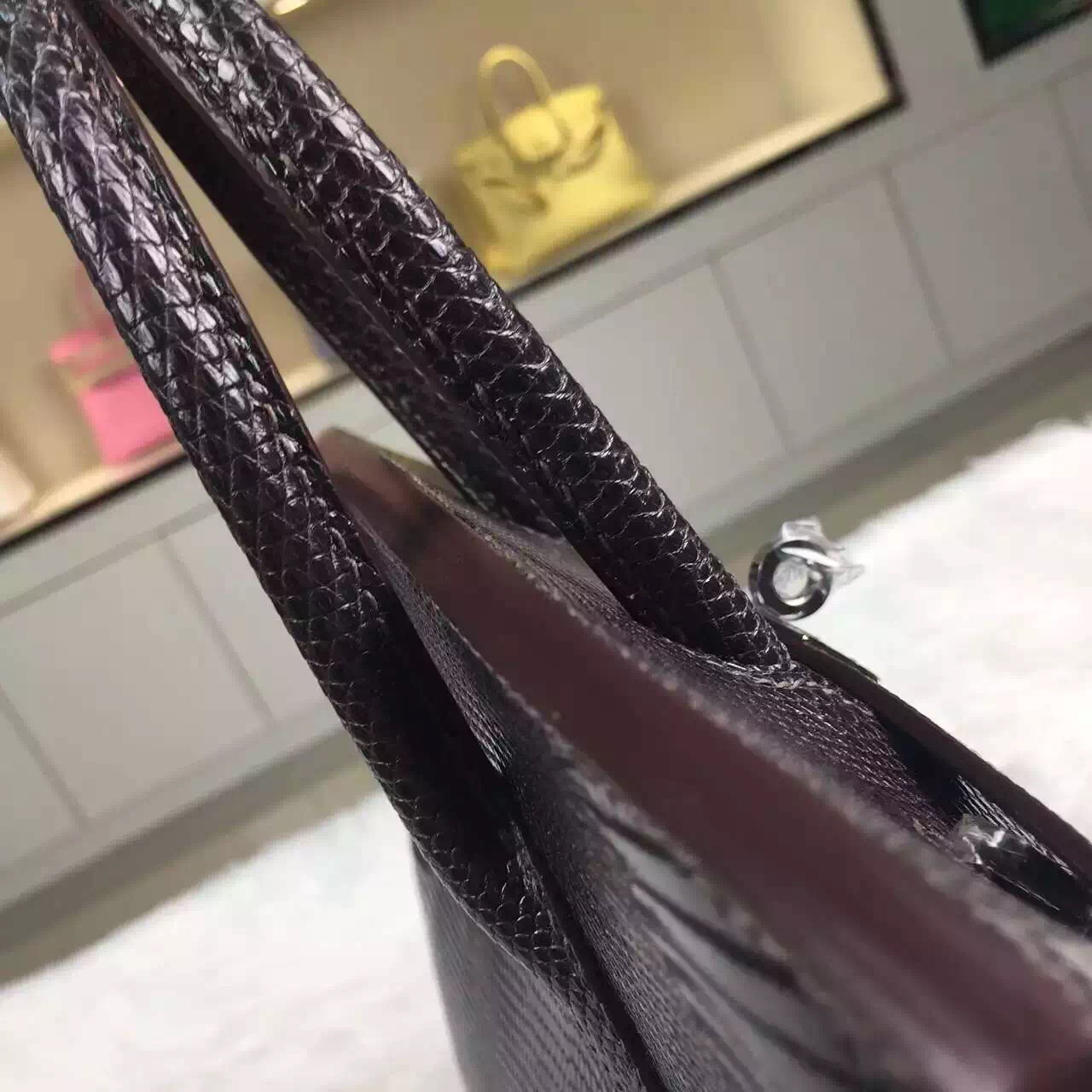 Online Shopping Hermes Dark Coffee Lizard Skin Leather Birkin Bag25cm
