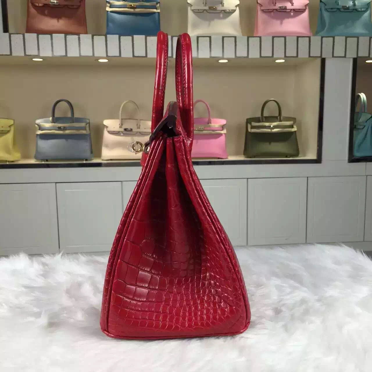 High Quality Hermes Red HCP Crocodile Matt Leather Birkin Bag25cm Gold Hardware