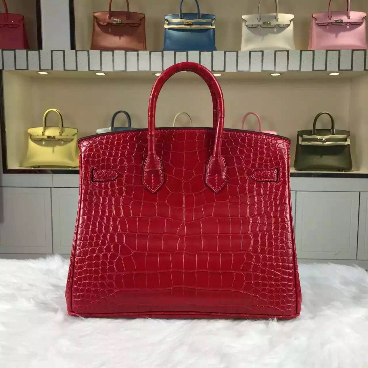 High Quality Hermes Red HCP Crocodile Matt Leather Birkin Bag25cm Gold Hardware