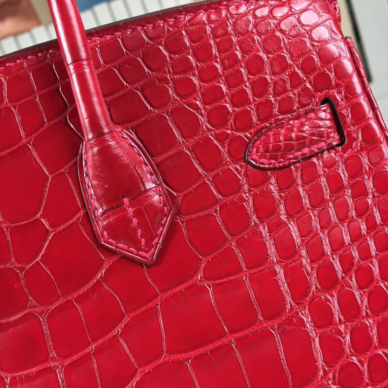 High Quality Hermes Red HCP Crocodile Matt Leather Birkin Bag25cm Gold Hardware