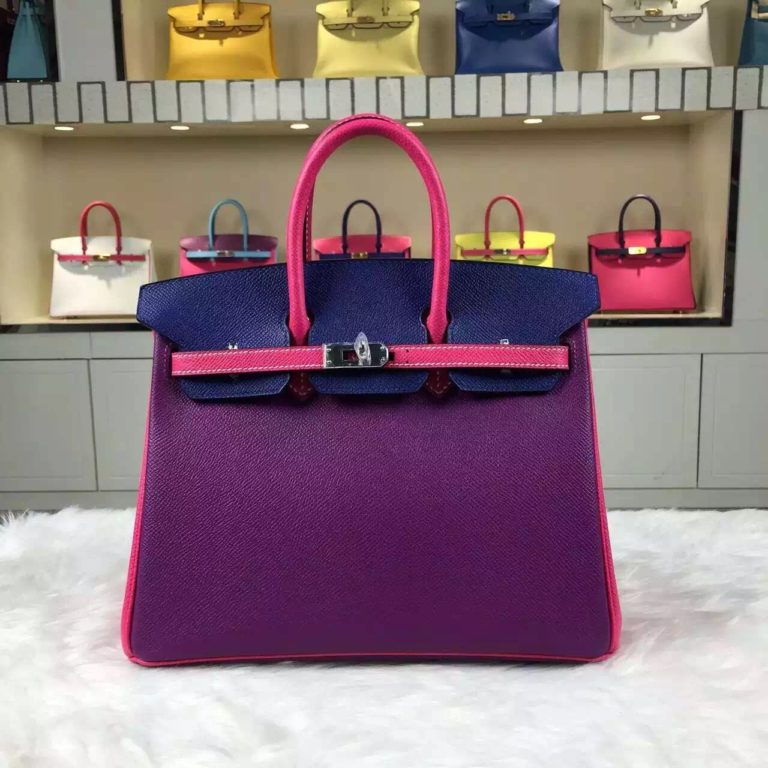 Hermes Color-blocking France Epsom Leather Birkin 25cm Womens Tote Bag
