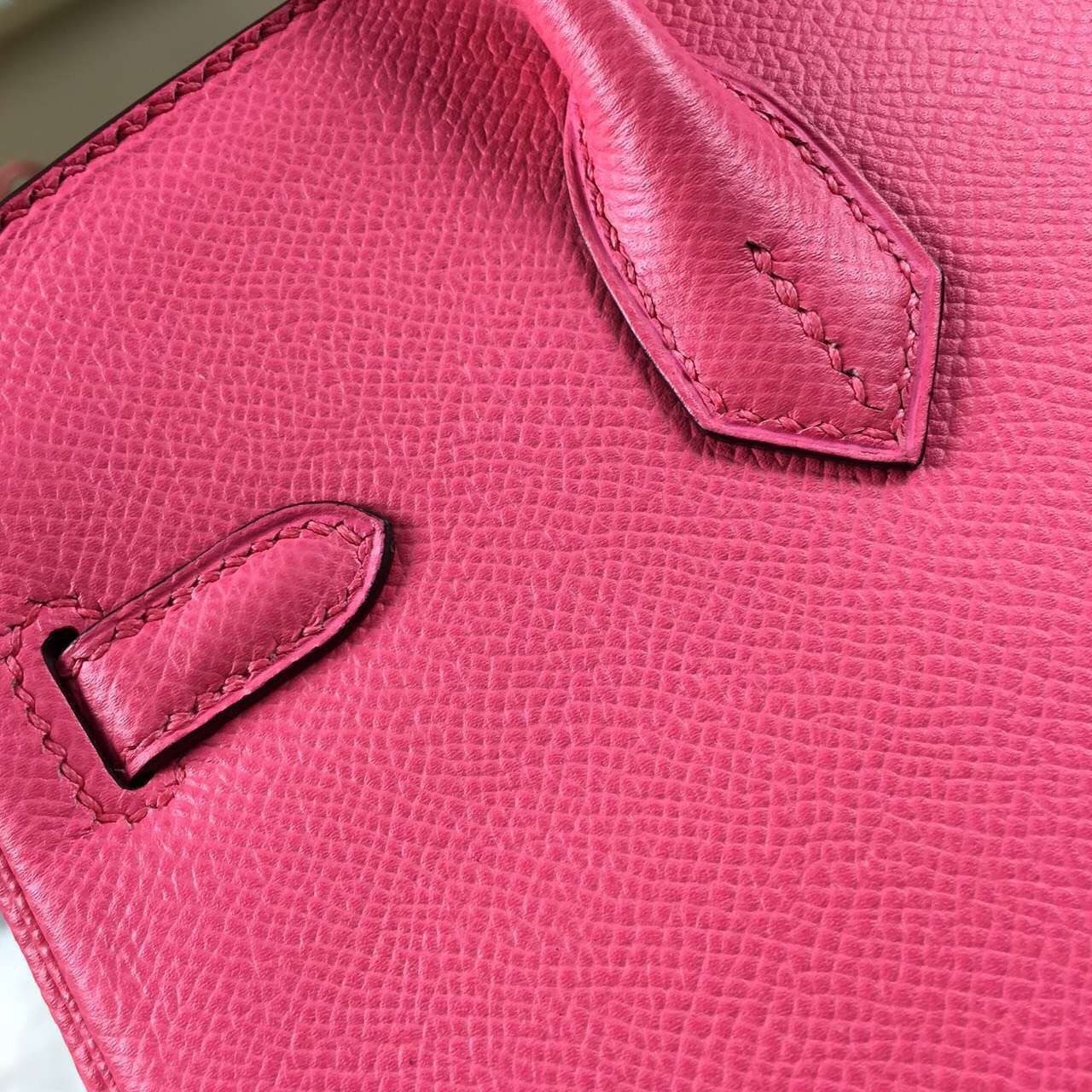 Hand Stitching Hermes 8W Rose Azalee Epsom Leather Birkin Bag25cm